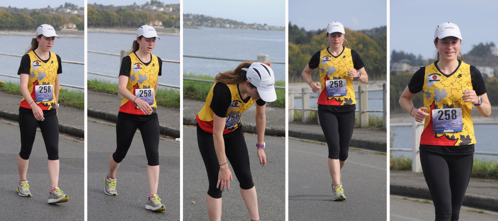 In this sequence I go from, 'So much pain' to 'I hate my life' to 'Maybe a stretch will help' to 'I will try and run' to 'Oh look, a camera, attempt a smile'. 