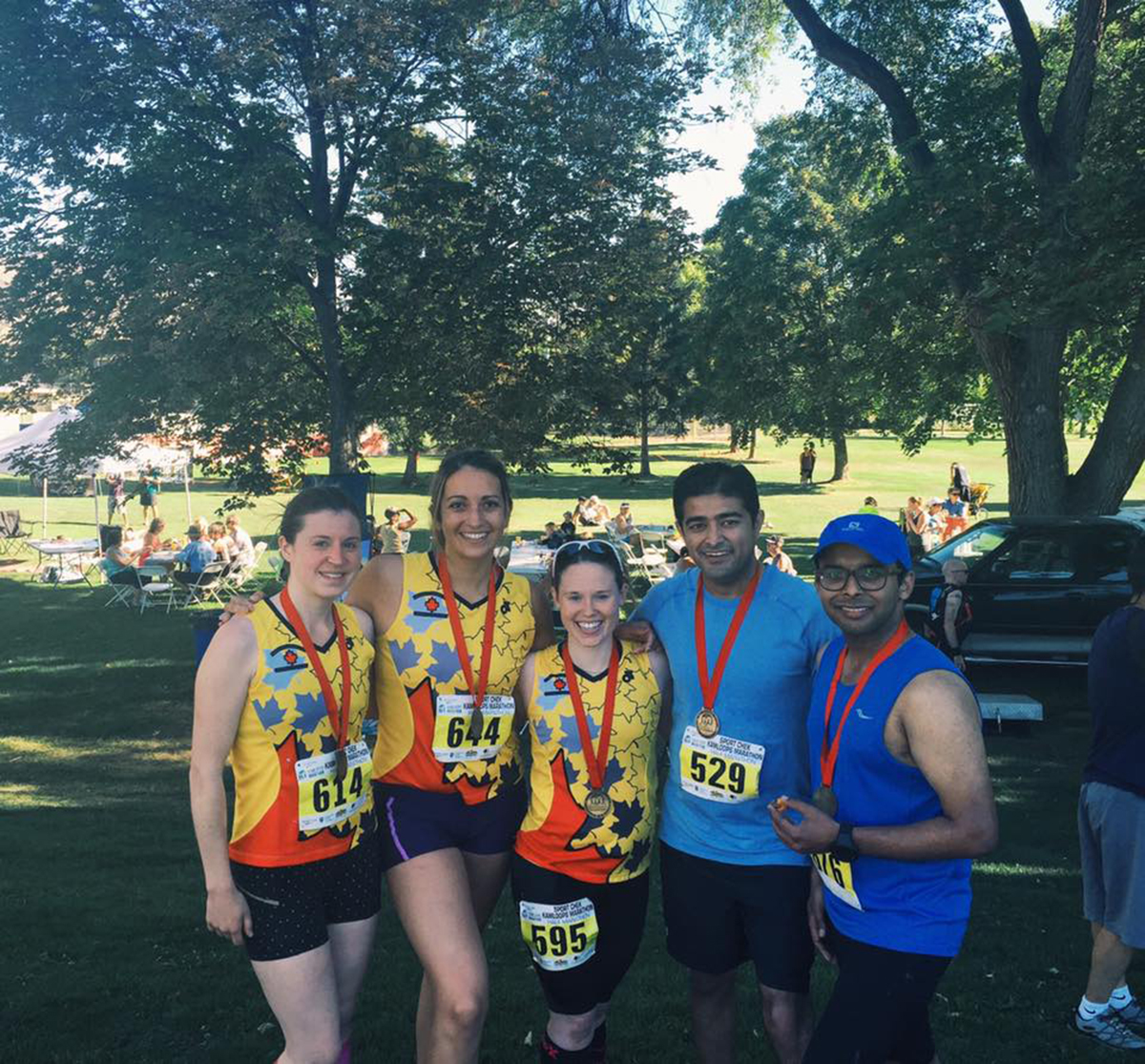 From left to right, myself, Kirsten, Kaitlyn, Nand and Abhishek. The five of us ran the Kamloops Half-Marathon together on July 24. It was a beautiful day for a race!
